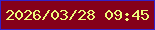 文字の大きさ：5、枠の色：3322c8、背景の色：85001b、文字の色：eefa7a 無料ブログパーツのブログ時計