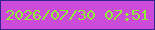 文字の大きさ：4、枠の色：33238b、背景の色：ca4cd9、文字の色：93ec37 無料ブログパーツのブログ時計