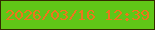 文字の大きさ：2、枠の色：332b00、背景の色：60c617、文字の色：ee751d 無料ブログパーツのブログ時計