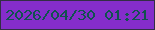 文字の大きさ：5、枠の色：332e45、背景の色：852dcb、文字の色：11524f 無料ブログパーツのブログ時計