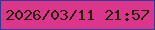 文字の大きさ：2、枠の色：333996、背景の色：dc368c、文字の色：222609 無料ブログパーツのブログ時計
