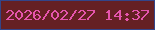 文字の大きさ：4、枠の色：334589、背景の色：652023、文字の色：e555ad 無料ブログパーツのブログ時計
