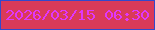 文字の大きさ：2、枠の色：3349cc、背景の色：da3a59、文字の色：e037fa 無料ブログパーツのブログ時計