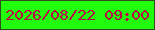 文字の大きさ：5、枠の色：334a1d、背景の色：21fc0d、文字の色：b90947 無料ブログパーツのブログ時計