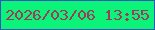 文字の大きさ：3、枠の色：3356bc、背景の色：0bf379、文字の色：9e3b5c 無料ブログパーツのブログ時計