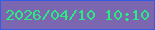 文字の大きさ：4、枠の色：335de6、背景の色：7b66af、文字の色：2aea84 無料ブログパーツのブログ時計
