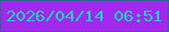 文字の大きさ：5、枠の色：336390、背景の色：a228ee、文字の色：14d6c2 無料ブログパーツのブログ時計