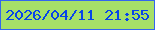 文字の大きさ：2、枠の色：3366ee、背景の色：a6e068、文字の色：0744ea 無料ブログパーツのブログ時計