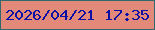文字の大きさ：3、枠の色：33676e、背景の色：e3897a、文字の色：0c10a5 無料ブログパーツのブログ時計