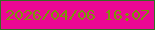 文字の大きさ：4、枠の色：336e23、背景の色：eb0894、文字の色：7a950a 無料ブログパーツのブログ時計