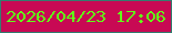 文字の大きさ：2、枠の色：337c6e、背景の色：c80954、文字の色：61ff17 無料ブログパーツのブログ時計