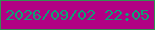 文字の大きさ：5、枠の色：339052、背景の色：b10184、文字の色：0da175 無料ブログパーツのブログ時計