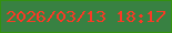 文字の大きさ：3、枠の色：33910f、背景の色：388142、文字の色：fb3926 無料ブログパーツのブログ時計