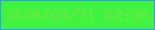 文字の大きさ：1、枠の色：339afb、背景の色：40f340、文字の色：6ee73e 無料ブログパーツのブログ時計