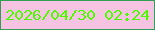 文字の大きさ：5、枠の色：339d56、背景の色：f7c3e3、文字の色：4dfa00 無料ブログパーツのブログ時計