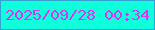 文字の大きさ：4、枠の色：33a1d3、背景の色：0dffdb、文字の色：dc33f8 無料ブログパーツのブログ時計