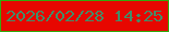 文字の大きさ：1、枠の色：33aa0d、背景の色：e70700、文字の色：428d68 無料ブログパーツのブログ時計