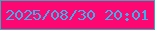 文字の大きさ：3、枠の色：33acbb、背景の色：fd0773、文字の色：39b1ed 無料ブログパーツのブログ時計