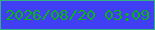 文字の大きさ：1、枠の色：33b181、背景の色：413ff4、文字の色：0cb314 無料ブログパーツのブログ時計