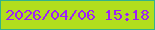 文字の大きさ：5、枠の色：33b389、背景の色：b1de1d、文字の色：9e1ff7 無料ブログパーツのブログ時計