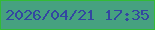 文字の大きさ：4、枠の色：33bb36、背景の色：46a180、文字の色：3346a1 無料ブログパーツのブログ時計