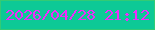 文字の大きさ：3、枠の色：33cb74、背景の色：0dc996、文字の色：ee2dfa 無料ブログパーツのブログ時計