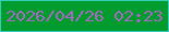 文字の大きさ：3、枠の色：33cebc、背景の色：029b2d、文字の色：ab66c6 無料ブログパーツのブログ時計