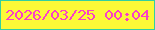 文字の大きさ：5、枠の色：33cfa0、背景の色：fcf937、文字の色：fa40c7 無料ブログパーツのブログ時計