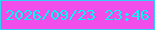 文字の大きさ：5、枠の色：33d2f5、背景の色：f04dea、文字の色：02f7f0 無料ブログパーツのブログ時計