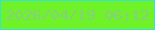 文字の大きさ：5、枠の色：33e5d6、背景の色：70f229、文字の色：86ce82 無料ブログパーツのブログ時計