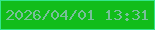 文字の大きさ：5、枠の色：33e68c、背景の色：11bd1a、文字の色：77c099 無料ブログパーツのブログ時計
