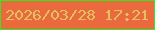 文字の大きさ：5、枠の色：33e723、背景の色：ea6a3e、文字の色：e2c162 無料ブログパーツのブログ時計