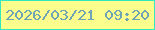 文字の大きさ：4、枠の色：33e8c1、背景の色：fbfe8d、文字の色：6ea5b3 無料ブログパーツのブログ時計