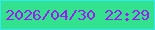 文字の大きさ：2、枠の色：33e8f2、背景の色：32e28e、文字の色：991cf5 無料ブログパーツのブログ時計