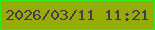 文字の大きさ：3、枠の色：33eb1b、背景の色：95ad09、文字の色：4f3651 無料ブログパーツのブログ時計