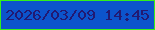 文字の大きさ：2、枠の色：33f01b、背景の色：0c54cc、文字の色：221972 無料ブログパーツのブログ時計