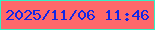文字の大きさ：4、枠の色：33f1c5、背景の色：ff686a、文字の色：1126e6 無料ブログパーツのブログ時計