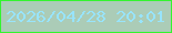 文字の大きさ：5、枠の色：33f42f、背景の色：abccb7、文字の色：98e4fb 無料ブログパーツのブログ時計