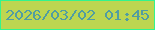 文字の大きさ：3、枠の色：33f48d、背景の色：bdd650、文字の色：519da1 無料ブログパーツのブログ時計