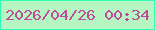 文字の大きさ：3、枠の色：33fbb8、背景の色：b5f6c2、文字の色：bf4c99 無料ブログパーツのブログ時計