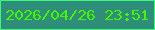 文字の大きさ：3、枠の色：33fc78、背景の色：2e8e7a、文字の色：45f500 無料ブログパーツのブログ時計