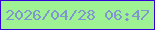文字の大きさ：1、枠の色：3403da、背景の色：9ef294、文字の色：8096ce 無料ブログパーツのブログ時計