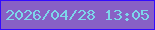 文字の大きさ：5、枠の色：340bfe、背景の色：8860c5、文字の色：7dd6ea 無料ブログパーツのブログ時計