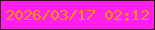 文字の大きさ：5、枠の色：340d16、背景の色：fe20ea、文字の色：fe9401 無料ブログパーツのブログ時計