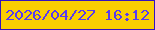 文字の大きさ：2、枠の色：3414bf、背景の色：facf01、文字の色：583bf0 無料ブログパーツのブログ時計