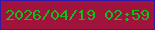 文字の大きさ：4、枠の色：3417ad、背景の色：9f133c、文字の色：15ba1c 無料ブログパーツのブログ時計