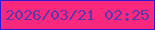 文字の大きさ：2、枠の色：3419d2、背景の色：f7287d、文字の色：5937ae 無料ブログパーツのブログ時計