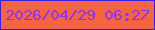 文字の大きさ：3、枠の色：341bf8、背景の色：f4653e、文字の色：8c33f6 無料ブログパーツのブログ時計