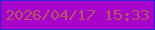 文字の大きさ：4、枠の色：3420d7、背景の色：a703ca、文字の色：b05a5c 無料ブログパーツのブログ時計