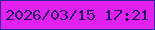 文字の大きさ：5、枠の色：34259a、背景の色：e122ee、文字の色：2a0a61 無料ブログパーツのブログ時計